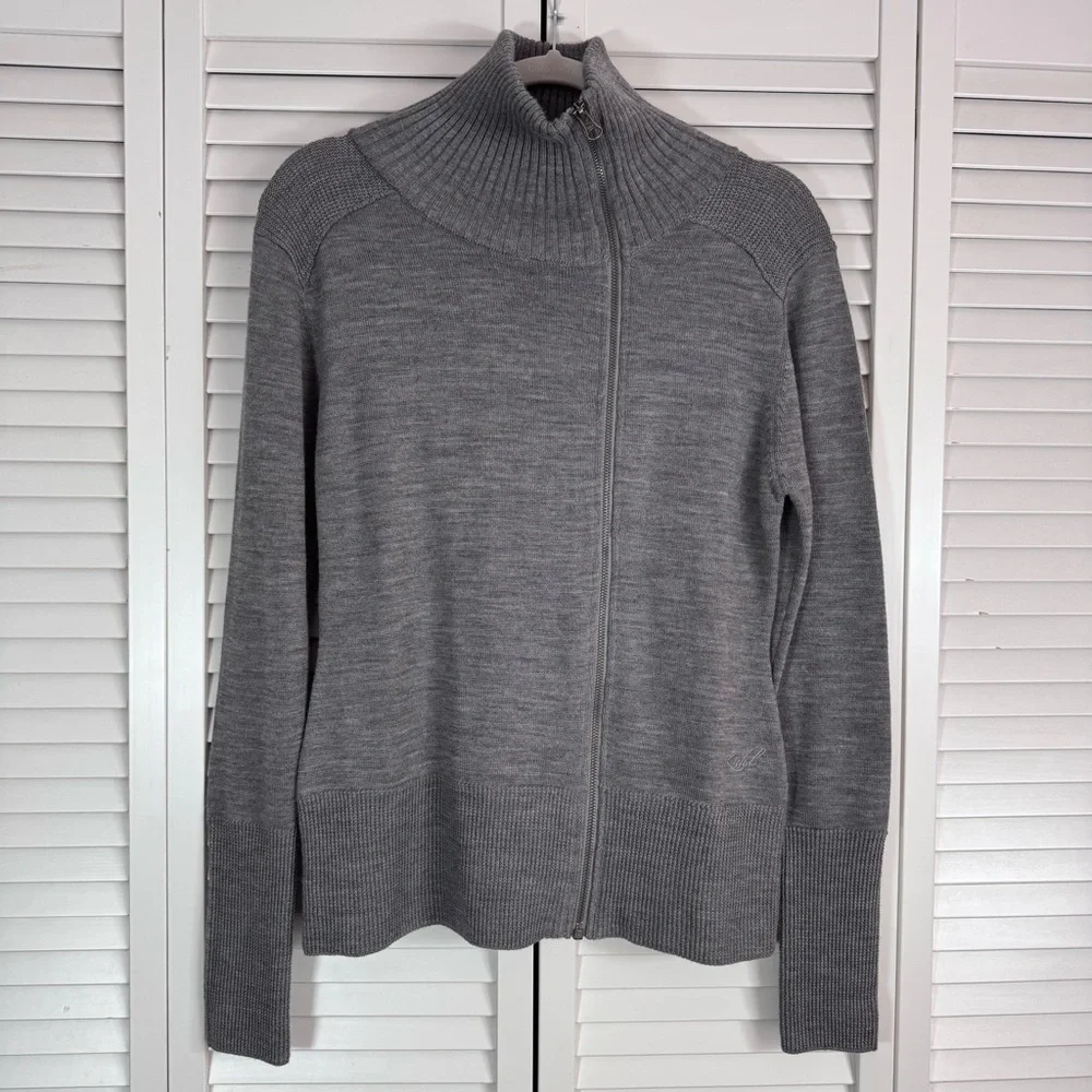 Kuhl Alpine Merino Wool Blend Asymmetric Zip Up Sweater Gray Size Small